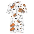 thumbnail image 4 of 2 Pieces Halloween Pajamas Set for Women Cozy Lounge Outfit Pumpkin Ghost Sleepwear Top and Shorts Festival Everyday Wear, 4 of 7