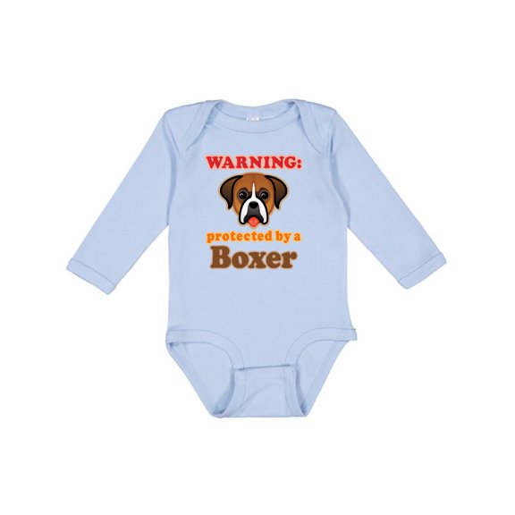 Inktastic Protected by a Boxer Dog Boys or Girls Long Sleeve Baby Bodysuit