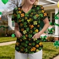 thumbnail image 4 of felwors Printed Scrub Tops Women Short Sleeve V Neck Plus Size Scrubs for Womens Nursing Uniforms Shirts with Pockets (Black, XXL), 4 of 6