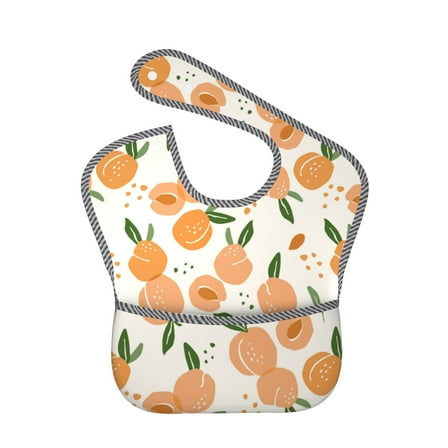 Zufioo Peaches Print Toddler Adjustable Waterproof Bib, 11.6x15 Inch Feeding Bib Suitable for 6-24 Month Babies