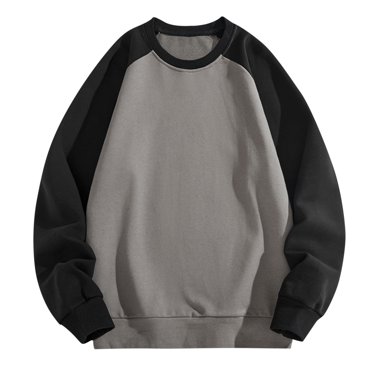 Fnooota Men's Cotton Sweatshirts, Casual Sports Pullover Loose Fit Long Sleeve Tops Dark Gray Size M-4XL