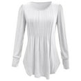 thumbnail image 5 of vigerkar Womens Long Length Sleeve Tops Casual Crew Neck T Shirt Pleated Loose Fit Blouses (White, S), 5 of 7
