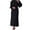 Black L, variant on Women Evening Dress Pleated A-line Long Lantern Sleeves Pleated See-through Mesh Stand Collar Tight Waist Ruffle Patchwork Maxi Dress
