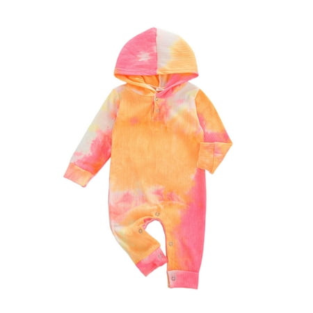 

Capreze Tie Dye Bodysuit Jumpsuit for Infant Cute Hooded Romper Playing One Piece Playsuit 3 100cm