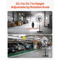 thumbnail image 5 of KFFKFF 18-Inch Industrial Pedestal Fan, Oscillating 90 Degrees, Adjustable Height Standing Fan with 3 Speed Settings, Powerful Airflow for Warehouses, Garages, Commercial and Residential Use, Black, 5 of 9