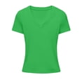 thumbnail image 4 of LIIPEE Women T Shirts Summer Casual Solid Color Short Sleeve V Neck Fashion T Shirt Ladies Versatile Slim Fit Comfortable Breathable Soft Daily Basic Tee Tops,S, 4 of 4