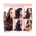 thumbnail image 4 of Juego de varita rizadora de pelo 3 en 1  con cepillo térmico y 2 barriles de turmalina Malubero Rosa, 4 of 5