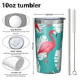 thumbnail image 4 of Flamingo and Palm Leaves Tropical Hawaii 10oz Tumblers Stainless Steel Tumbler with Lid and Straw,Vacuum Insulated Double Wall Travel Tumbler Cups with Cleaning Brush for Coffee, Tea, 4 of 4