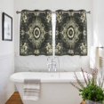 thumbnail image 3 of Sage Green Grey Boho Kitchen Curtains Short 45 Inch Length, Vintage Ethnic Geometric Abstract Grommet Top Bedroom Living Room Curtains, Light Filtering Cafe Curtain Drapes 2 Panels Set 84''x45'', 3 of 9