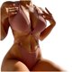 thumbnail image 4 of Traje de baño de mujer Traje de baño de bikini sexy Traje de baño con cordones Color sólido Fridja  nalpqowj56209, 4 of 9