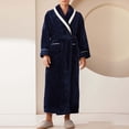 thumbnail image 2 of FhsagQ Pajamas Men's Pajamas Bikini Underpants Mens Fuzzy Robe Mid Length Bathrobe Belted Soft Bath Robes Kimono Robe with Pockets Fall Winter Spa Robes Mens Pajamas Trunks with Super Fit Navy XXXL, 2 of 3