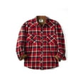 thumbnail image 4 of COEVALS CLUB Mens Flannel Long Sleeve Shirts Corduroy Lined Snap Button Up Cotton Western Plaid Shirts (Navy, Red, White/XXL 10#), 4 of 6