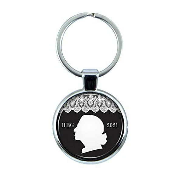 RBG Collar 1933-2020 Keychain with Epoxy Dome and Metal Keyring
