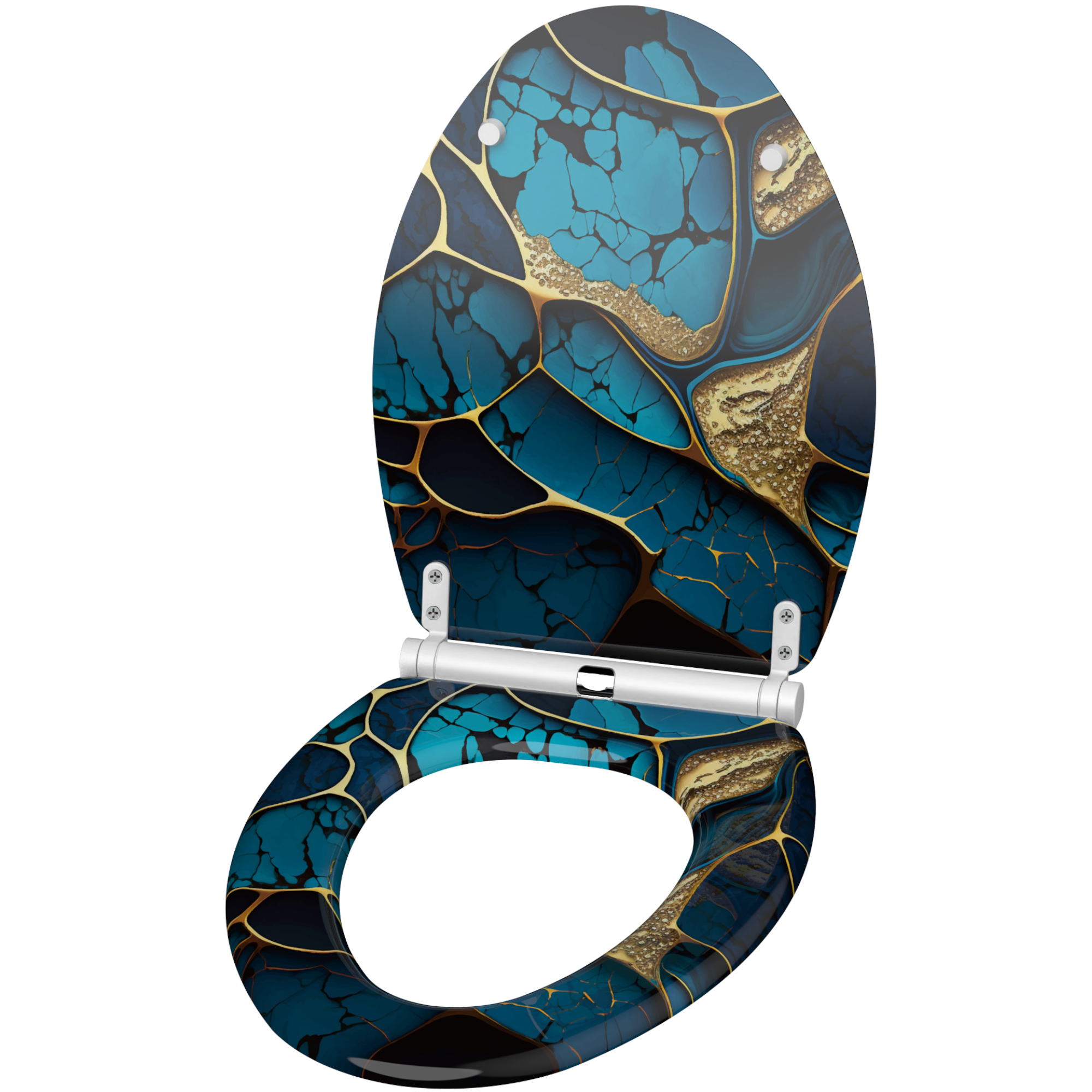 Sanilo Toilet Seat ELONGATED – Soft Close, One-Click Quick Release, Easy Installation, Non-Slip, Easy to Clean (Marble Cobalt)