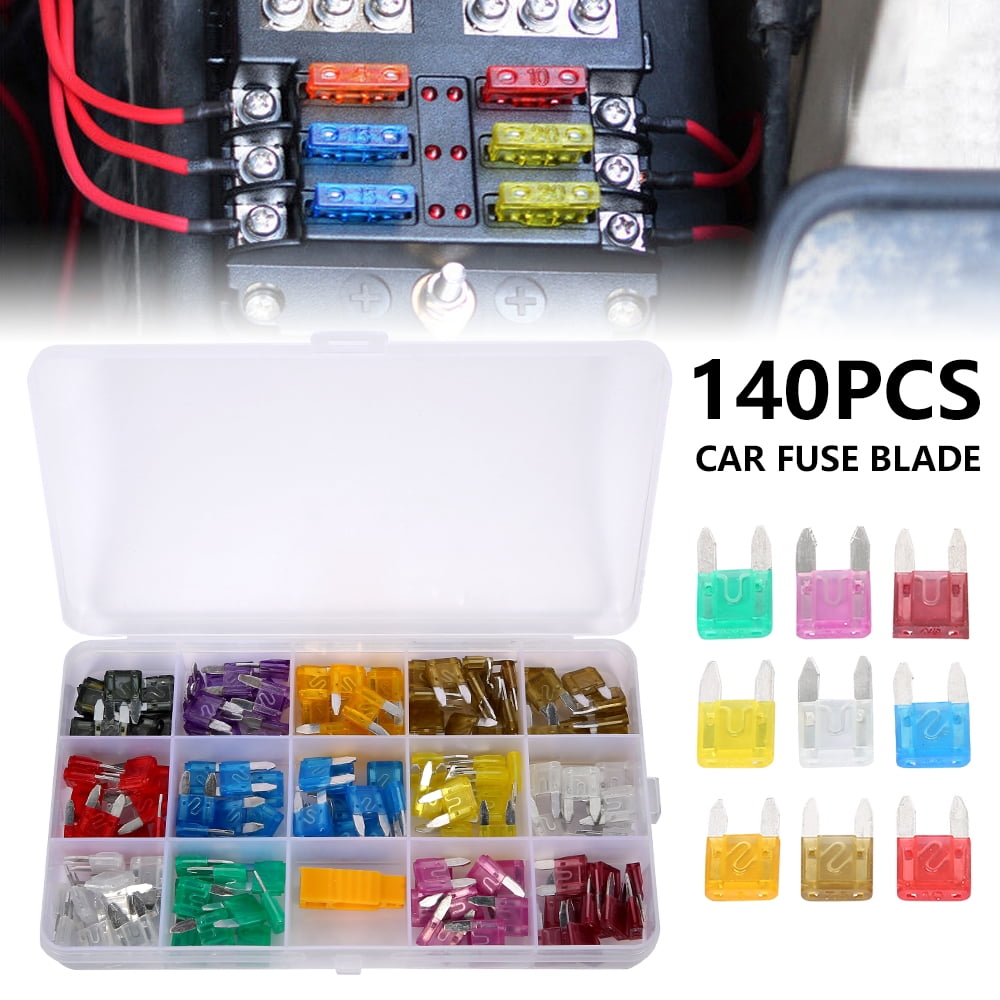 ODOMY 140 Pcs Auto Mini Low Profile Blade Fuse Assortment Kit Box 140