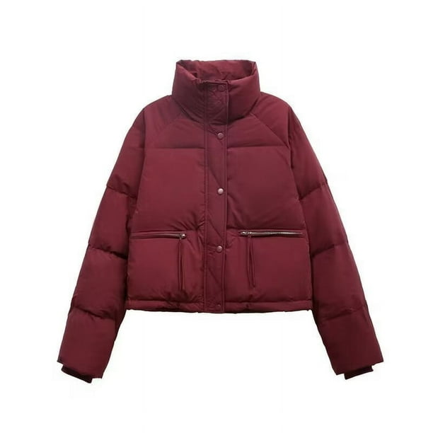 Estilo de ropa de algodón para mujer fuera de temporada, ropa de invierno, abrigo corto y grueso, abrigo pequeño de cintura alta con relleno de algodón