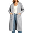 thumbnail image 5 of Plus Size Sweaters For Women Women's Long Knee Length Pocket Sweater Cardigan For Winter Gray L, 5 of 6