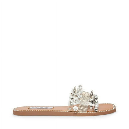Steve Madden Leandra Clear Embellishment Detailed Square Toe Slip On Sandal