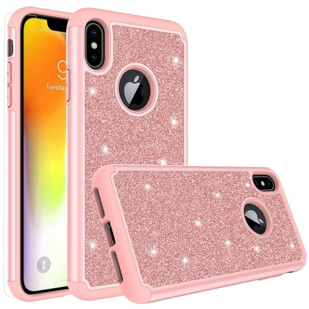 Apple iPhone XR Case, Glitter Cute Phone Case[Screen Protector] Bling ...