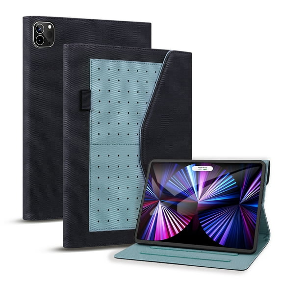 SaniMore Wallet Case for iPad Pro 11" 4th/3rd/2rd/1st Gen 2022/2021/2020/2018, PU Leather Magnetic Closure Cover Support Pencil Holder Card Slot & Kickstand Full Body Protective Shell, Black
