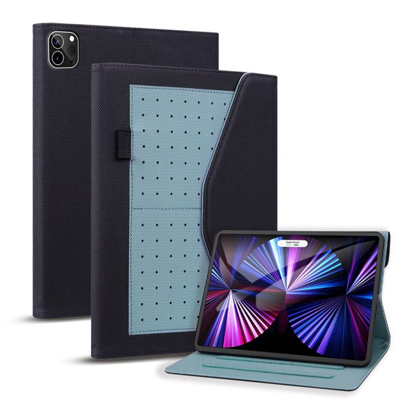 SaniMore Wallet Case for iPad Pro 11" 4th/3rd/2rd/1st Gen 2022/2021/2020/2018, PU Leather Magnetic Closure Cover Support Pencil Holder Card Slot & Kickstand Full Body Protective Shell, Black