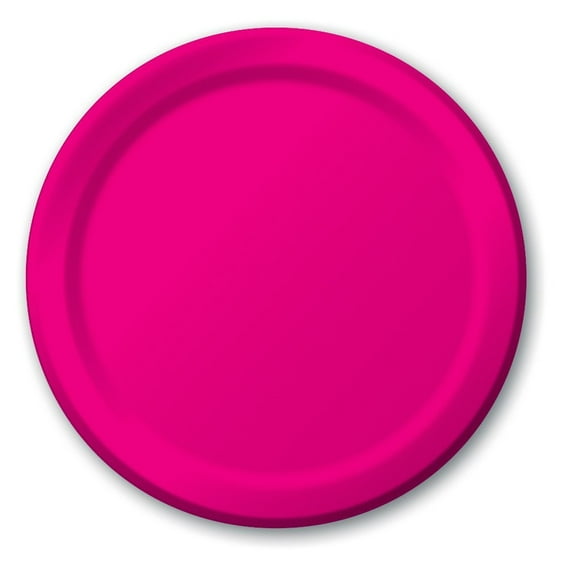 24 Plates 10.25" Paper Dinner Lunch Plates Wax Coated - Hot Pink