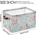 thumbnail image 4 of GZHJMY Storage Basket Vintage Rose Blue Foldable Canvas Laundry Baskets Bin Waterproof Inner Layer with Sturdy Handles for Toy Nursery Blanket Clothes 2 Pack, 4 of 7