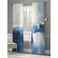 thumbnail image 4 of Abstract Paint Texture Sheer Curtains 96 Inches Long 2 Panels White Blue Gray Stitching Light Filtering Semi Sheer Window Curtains Drapes for Bedroom Living Room 52"x96", 4 of 7