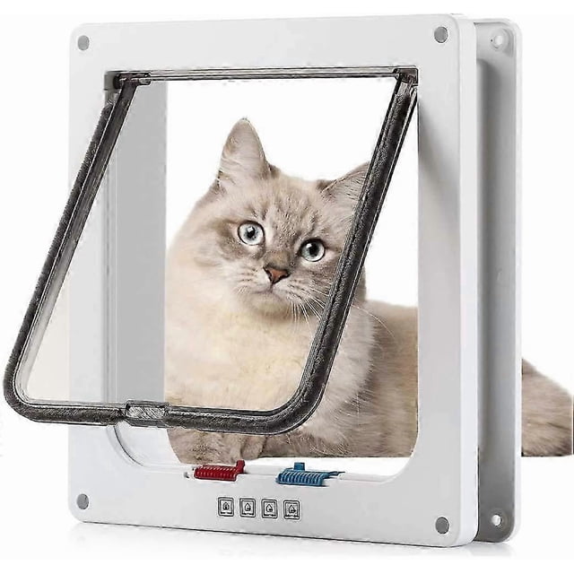 Cat Door Flap XLarge(Outer Size 11' x 9.8'), 4Way Locking Cat Flap for Interior Exterior Doors