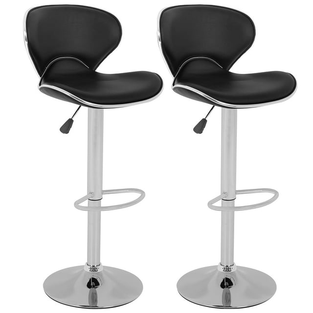 BestOffice Set of 2 Bar Stools PU Leather Modern Hydraulic Swivel Dinning Chair