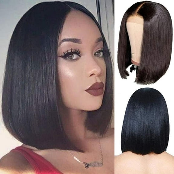 Short Straight Bob Wigs,Human Hair Wigs For Black Women Bob,Full And Thick Heat Wig For Women,Fits 20.5-22.8inches Head Circumference (Dark Brown)