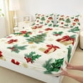 thumbnail image 3 of Manfei Xmas Gifts Twin Bed Sets,Merry Christmas Fitted Sheets,Red Berry Flat Sheet For Child,Breathable Home Decor,3-Piece, 3 of 7