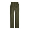 thumbnail image 3 of Yutk Work Pants for Men Men's Casual Loose Straight Leg Solid Pants with Double Pleated Front Pocket Army Green L, 3 of 5