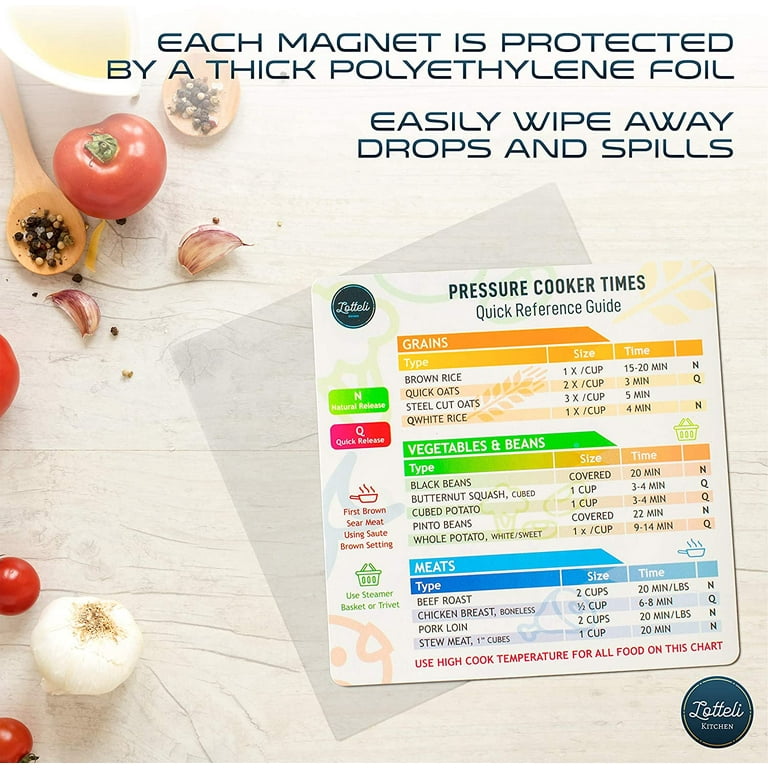 Instant Pot Cheat Sheet Magnet Set,Pressure Cooker Accessories Cook Times  Chart,Instapot Accessories Quick Reference Guide Magnetic 