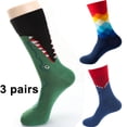 thumbnail image 4 of NKZNKZ 3 Pairs Mens Dress Socks Casual Dress Socks Men's Fashion Casual Crew Dress Socks-Funky Pack, 4 of 7