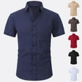 thumbnail image 4 of WREESH Men's Casual Button Down Shirt Linen Solid with Pocket Turndown Short Sleeve Breathable Shirt Khaki, 4 of 5