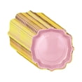 thumbnail image 1 of Platos de Papel Desechables para Postre, Borde Dorado, 40 Piezas, para Fiestas y Celebraciones (Rosado), 1 of 4