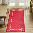 thumbnail image 2 of My Texas House Red/White Ribbon Faux Fur Washable Indoor Runner Rug, 2' x 7', 2 of 5