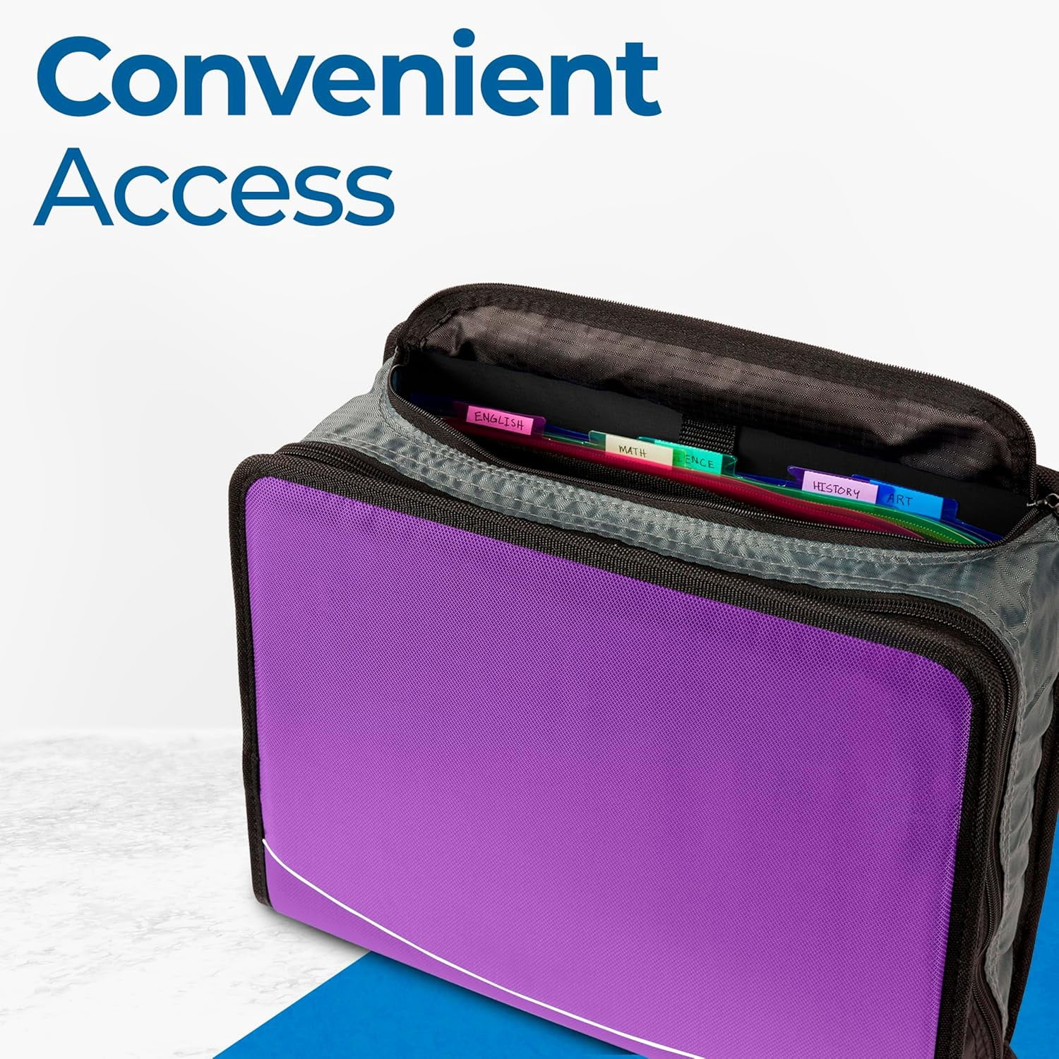 Case it King Size Mighty Zip Tab Binder, 3 Rings, 4" Capacity, 11 X 8.5, Purple