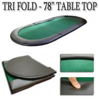 Green 78"X35" Tri-Fold Poker Table Top Seats Up To 10 Players Solid Wood Frame 