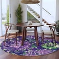 thumbnail image 3 of Round Area Rug 8Ft, Purple Green Flowers Non-slip Area Rugs Carpet for Living Room/Bedroom/Bathroom/Kitchen, Watercolor Vintage Botanical Washable Throw Floor Mat Indoor Outdoor Entrance Doormat, 3 of 9