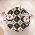 thumbnail image 4 of Ambesonne Fleur de Lis Fitted Round Tablecloth, Medieval Leaf Motif, 56"- 60" Diameter, Black White Dark Mustard, 4 of 5