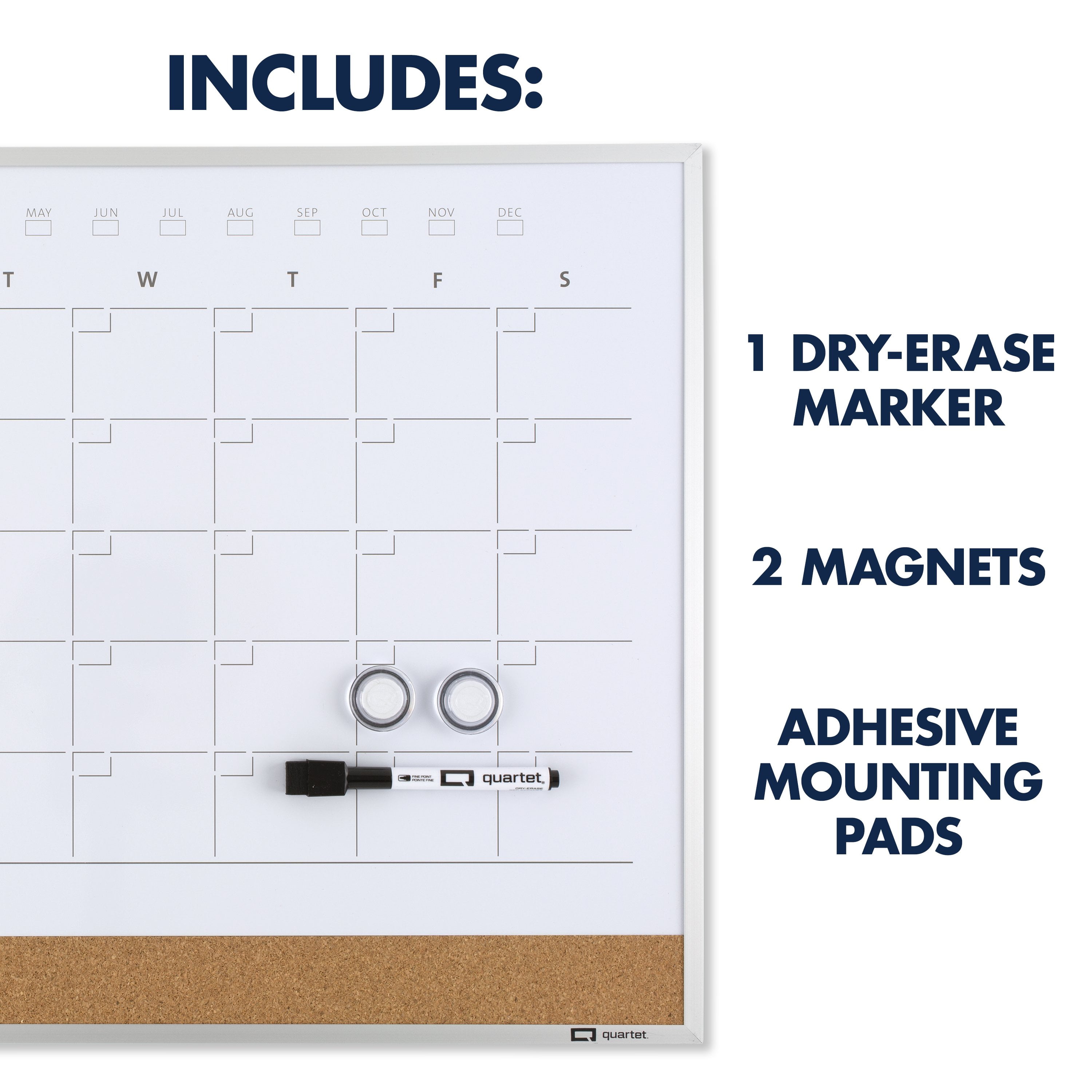 Quartet Magnetic Combination Calendar Board, 16" x 20", Silver Frame (Q232016A00-WMT-R)