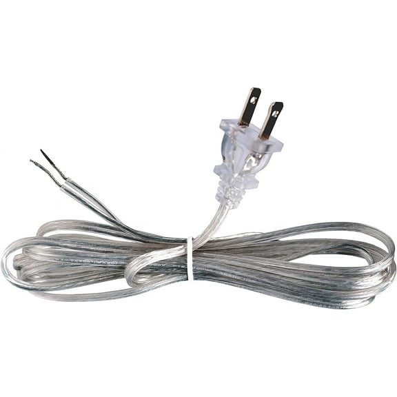 Creative Hobbies 8 ft Long Replacement Lamp Cord, 18/2 SPT-1 Wire, Clear Silver