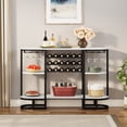thumbnail image 1 of Tribesigns 18-Bottle White Wine Rack Table with 12 Wine Glasses Holder, Freestanding Liquor Bar Cabinet with Wine Storage Display for Home Bar, 1 of 5