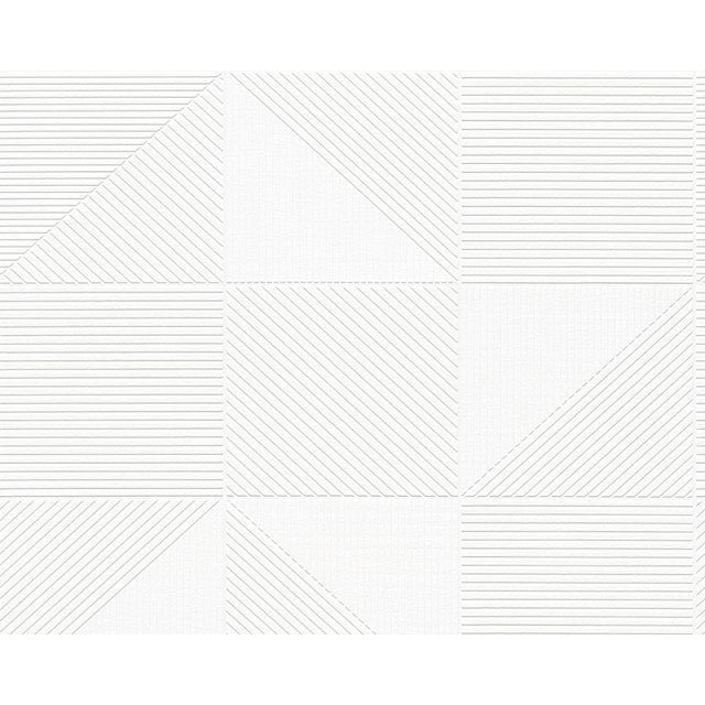 AISSLINGER - Vintage Carreaux Pierre Bois Moderne Blanc Lignes Papier Peint Rouleau