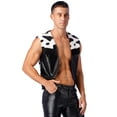 thumbnail image 3 of iEFiEL Mens Halloween Cowboy Cardigan Open Front Cow Print Vest Flannel Sleeveless Tops Black 3XL, 3 of 7