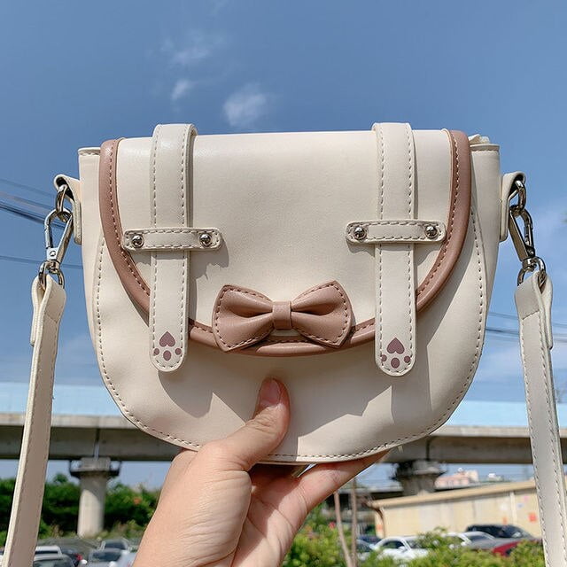 CoCopeaunts Women Jk Lolita Cute Bow Shoulder Bag Kawaii Cat Paw Saddle