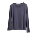 thumbnail image 4 of Loose Fit Women's Cotton Long Sleeve Top with Built-in Bra Pads,Soft Breathable Crew Neck Loungewear Shirt for Casual Daily Wear,Maternity Sleepwear,Layering Basic Tee Purple XL, 4 of 5