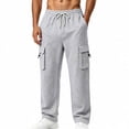 thumbnail image 2 of ThriftyPlait Mens Wide Leg Cargo Jogger Sweatpants Casual Elastic Drawstring Waist Multi Pocket Pants Straight Fit Daily Walking Outdoor Pants, 2 of 9